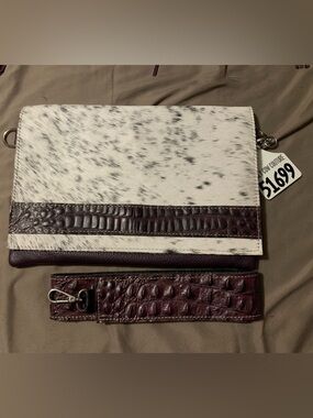 HCC Classy Cowgirl purse, purple Croc-embossed leather